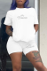 White Street Print Patchwork O Neck Short Sleeve Two Pieces