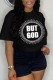 Black Casual Letter Print Basic O Neck T-Shirts
