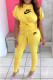 Yellow Casual Print Letter O Neck Short Sleeve Two Pieces