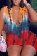 Red Sexy Print Tie-dye V Neck Sleeveless Dress Dresses