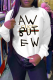 White Street Print Patchwork Letter O Neck Tops
