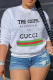 White Street Vintage Print Patchwork O Neck Tops