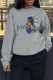 Grey Casual Street Print Patchwork O Neck Tops