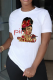 White Street Vintage Print Patchwork O Neck T-Shirts