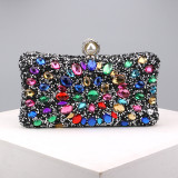 Blue Casual Patchwork Chains Rhinestone Bags
