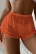 Orange Sexy Solid Draw String Frenulum See-through Swimming Pants