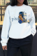 White Casual Street Print Patchwork O Neck Tops