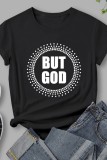 White Casual Letter Print Basic O Neck T-Shirts