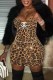 Leopard Print Sexy Print Letter Spaghetti Strap One Step Skirt Dresses