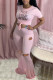 Pink Fashion Sexy Short Sleeve O Neck Regular Sleeve Regular Letter Print Two Pieces