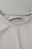 Red Sexy Solid Backless Short Sleeve Swimwears (Without Paddings)