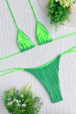 Green Sexy Solid Bandage Patchwork Backless Swimwears (With Paddings)