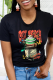 Black Street Daily Print Patchwork O Neck T-Shirts