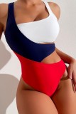 White Yellow Sexy Solid Patchwork Backless Contrast Swimwears (With Paddings)
