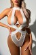 White Sexy Solid Hollowed Out Patchwork Backless Lingerie