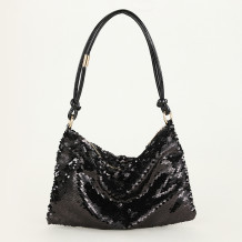 Black Casual Solid Sequins Patchwork Bags