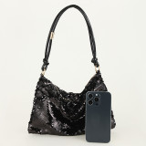 Black Casual Solid Sequins Patchwork Bags