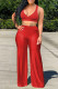 Red Sexy Solid Two Pieces