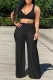 Black Sexy Solid Two Pieces