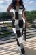 Black Gray Casual Solid Patchwork Spaghetti Strap Straight Jumpsuits