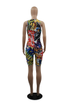 Colour Sexy Print Hollowed Out O Neck Skinny Rompers