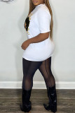 Black Casual Print Basic O Neck T-Shirts