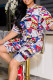 Blue Casual Street Print Patchwork O Neck Short Sleeve Two Pieces