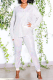 White Street Bronzing Patchwork Turndown Collar Long Sleeve Two Pieces