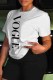 White Casual Print Letter O Neck T-Shirts
