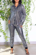 Silver Street Bronzing Patchwork Turndown Collar Long Sleeve Two Pieces