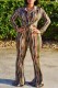 Army Green Casual Striped Print Basic Turndown Collar Long Sleeve Two Pieces