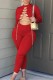 Red Sexy Solid Hollowed Out Chains Half A Turtleneck Skinny Jumpsuits