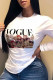 White Street Cute Character Patchwork O Neck Tops