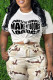 White Casual Letter Print Basic O Neck T-Shirts