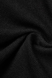 Black Street Solid Patchwork Feathers Asymmetrical Outerwear