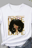 Black Casual Print Basic O Neck T-Shirts