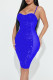 Blue Sexy Solid Sequins Patchwork See-through Spaghetti Strap Sling Dress Dresses