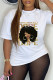 White Casual Print Basic O Neck T-Shirts