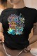 Black Casual Print Basic O Neck T-Shirts