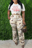 White Casual Letter Print Basic O Neck T-Shirts