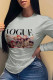 Grey Street Cute Character Patchwork O Neck Tops