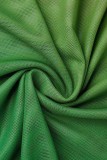 Green Sexy Gradual Change Print See-through O Neck Short Sleeve Dress Dresses