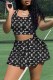 Black Sportswear Print Letter U Neck Sleeveless Two Pieces