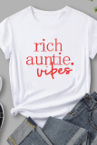 White Casual Letter Print Basic O Neck T-Shirts