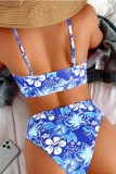 Pink Sexy Print Backless Swimwears (With Paddings)
