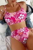 Pink Sexy Print Backless Swimwears (With Paddings)