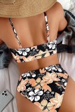 Pink Sexy Print Backless Swimwears (With Paddings)
