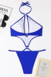 Yellow Sexy Solid Bandage Hollowed Out Backless Swimwears (With Paddings)