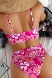 Pink Sexy Print Backless Swimwears (With Paddings)