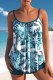 Blue Sexy Print Backless Swimwears (With Paddings)